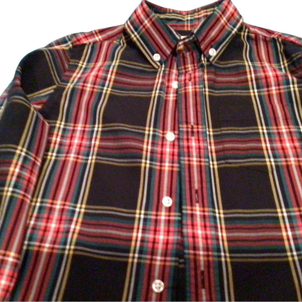 J Crew boys plaid, in red, black, green and yellow size 6/7